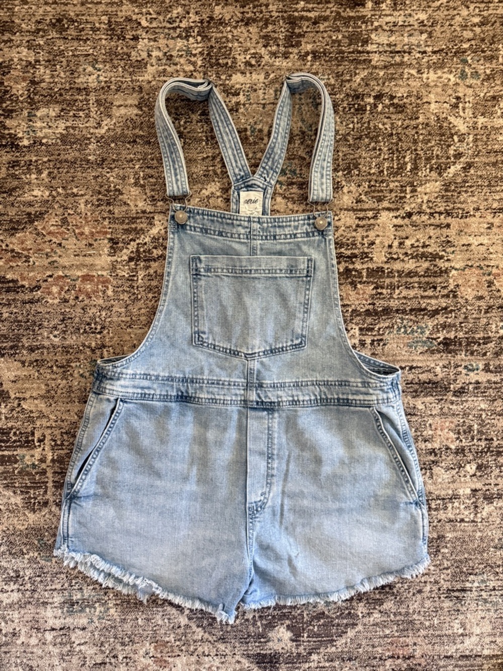 Aerie Light Wash Denim Short Overalls M Medium